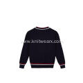 Boy's Knitted Contrast Edge V-Neck School Pullover